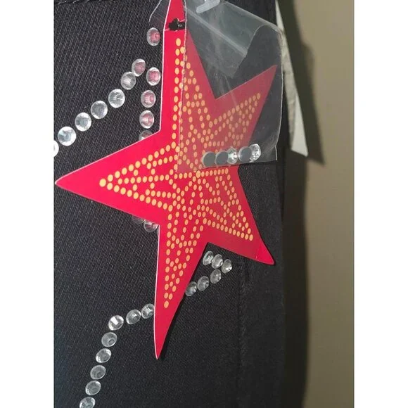 Simple Society Bling Stars Distress Super High Rise Black Jeans Size 7/ 28 NEW - Picture 7 of 10